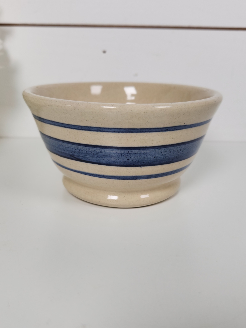 Vintage Blue Bell Creameries Blue Stripe Stoneware Ice Cream Bowl- Farmstead